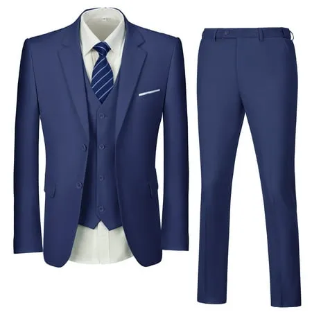 Boys Suit 3 Pieces Wedding Tuxedo Slim Fit Solid Blazer Vest Pants Formal Suit Set Outfit