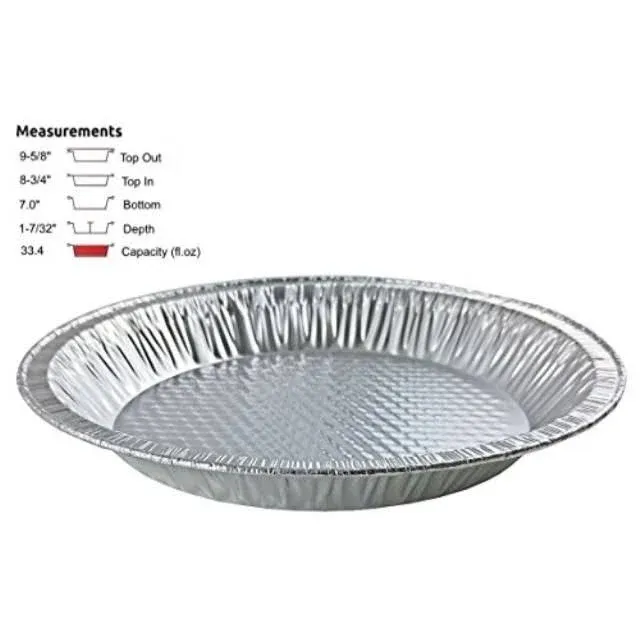 Handi-Foil 10" (Actual Top-Out 9-5/8 Inches - Top-In 8-3/4 Inches) Aluminum Foil Pie Pan - Disposable Baking Tin Plates Made in USA (Pack of 12)