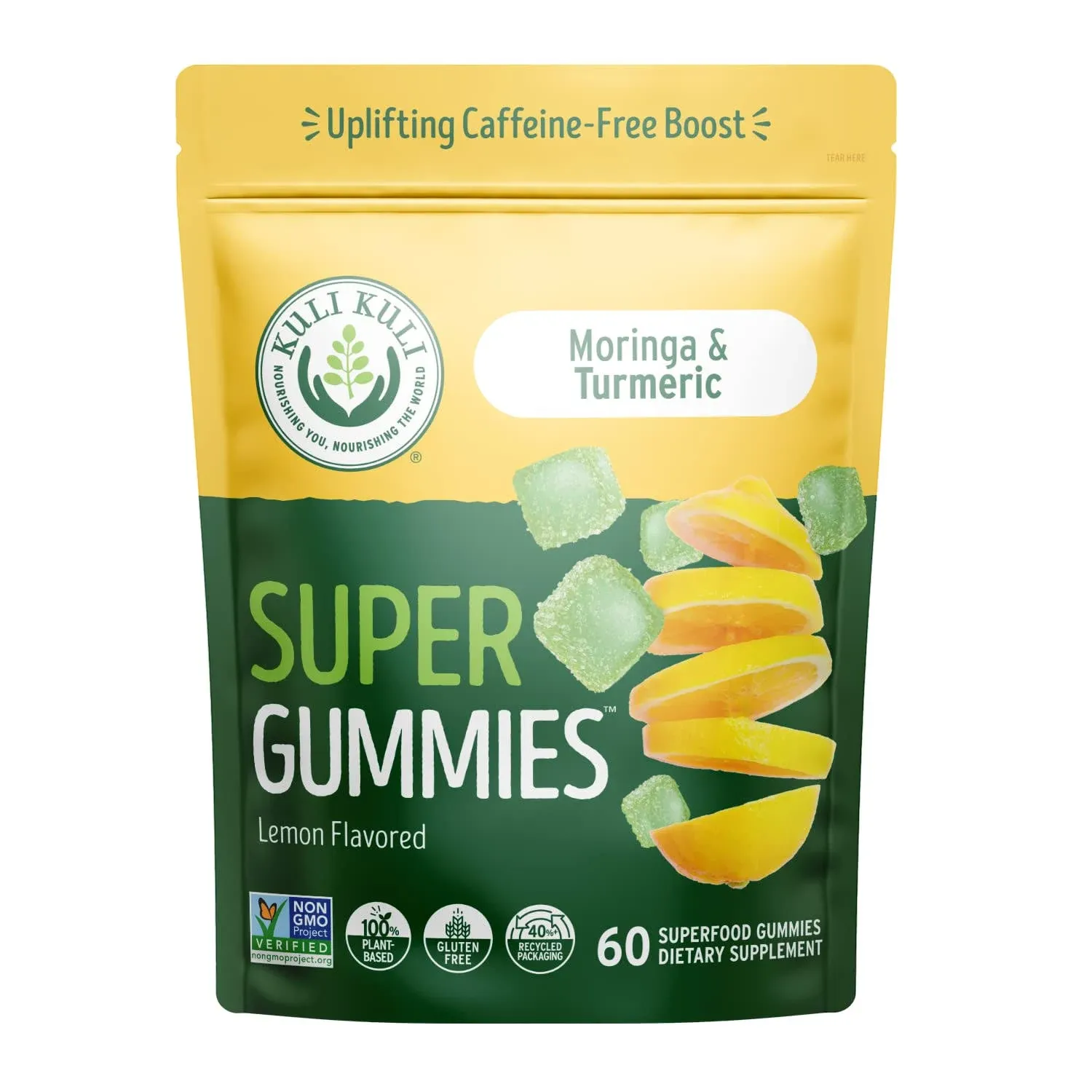 Kuli Kuli Super Energy Gummies - Energy Supplements with Moringa, Caffeine-Free Natural Energy Booster - 60 Non-GMO, Gluten-Free Moringa Gummies