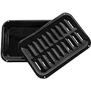 Certified Appliance Accessories SPL50008 Small 2-Piece Broiler Pan & Grill Set Porcelain-on-Steel 13"x8-3/4"x1-3/8" Broiler Pan for Oven, Black