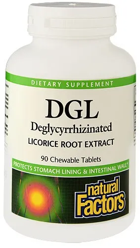 Natural Factors DGL Deglycyrrhizinated Licorice Root, 90 Chewable Tablets