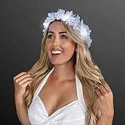 White LED Hawaiian Lei Wedding Floral Headband Light Up Flower Crown