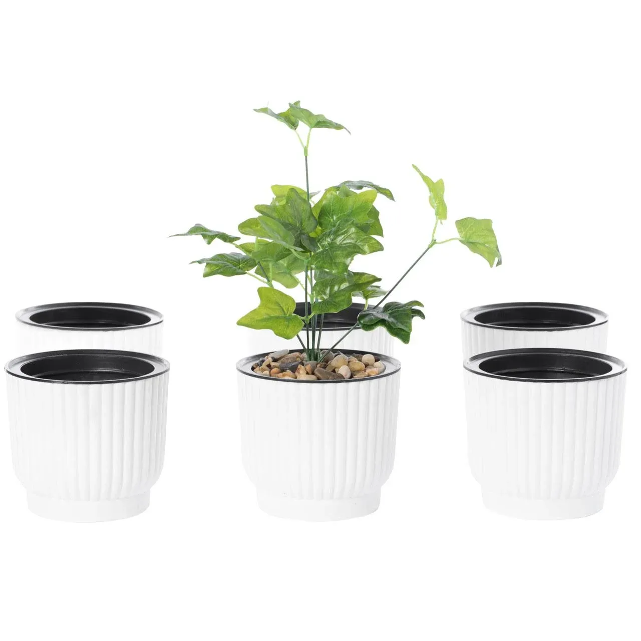 Gardenised White Flower Pot Self Watering Planter, 6 Pack QI003985.6