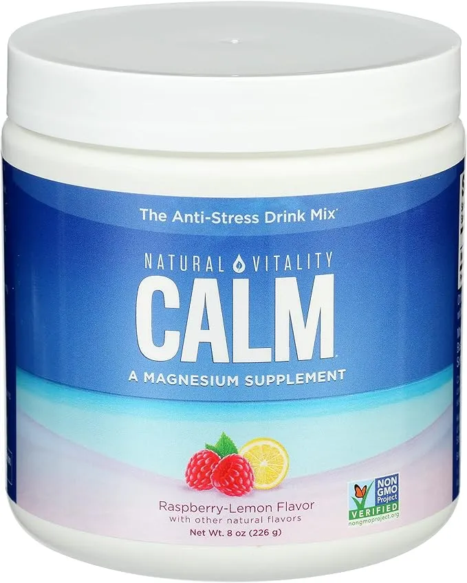 Natural Vitality CALM Mineral Magnesium Supplement Powder - Raspberry Lemon - 8oz