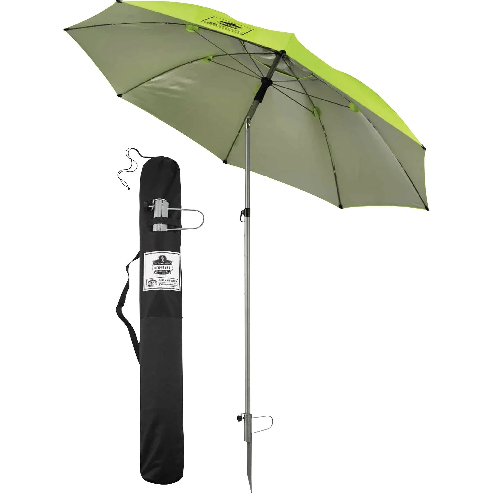 SHAX 6100 Lightweight Work Umbrella - Height: 7.7ft (2.3m); Top diameter: 7.5ft (2.2M) - Polyester, Polyurethane (PU), Steel - Lime Color