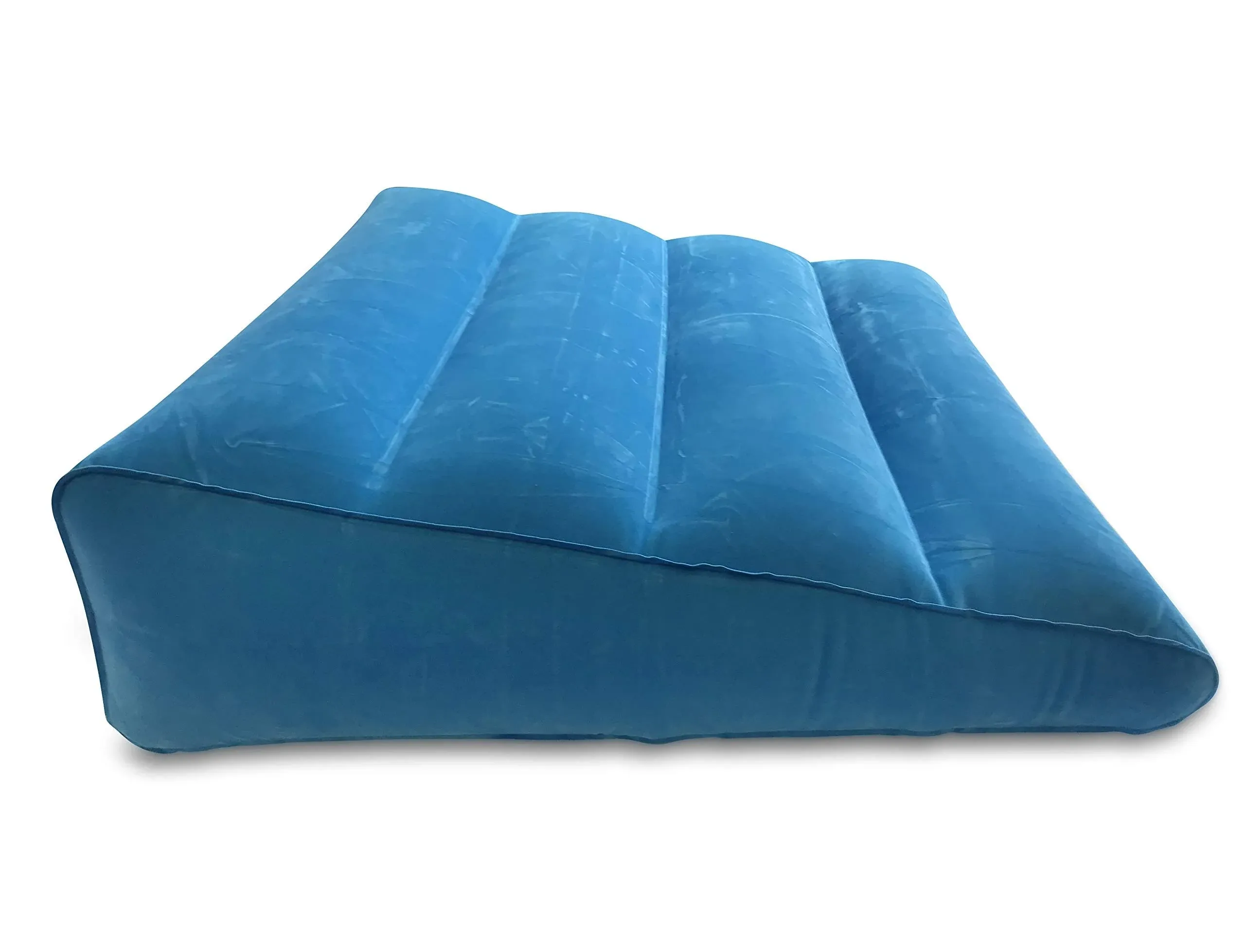 Comfort Axis Inflatable and Portable Bed Wedge Pillow with Velour Surface, Blue