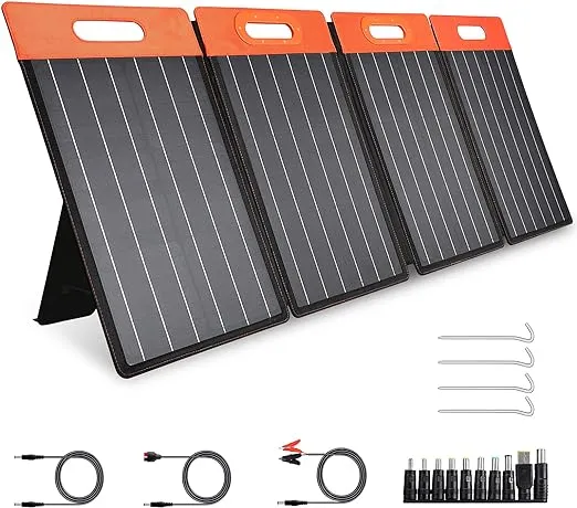 GOLABS SF100 Portable Solar Panel, Monocrystalline Solar Charger with Adjustable Kickstand, Type C, DC 18V, QC3.0 USB Ports for Power Station Outdoor Camping Off Grid RV