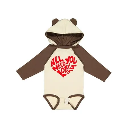 Inktastic All You Need is Love Red Heart Shape Gift Baby Boy or Baby Girl Long Sleeve Bodysuit