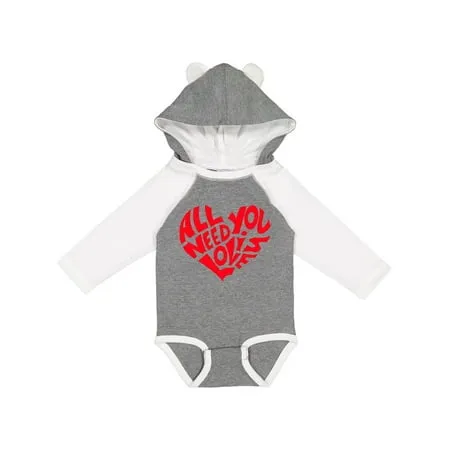 Inktastic All You Need is Love Red Heart Shape Boys or Girls Long Sleeve Baby Bodysuit