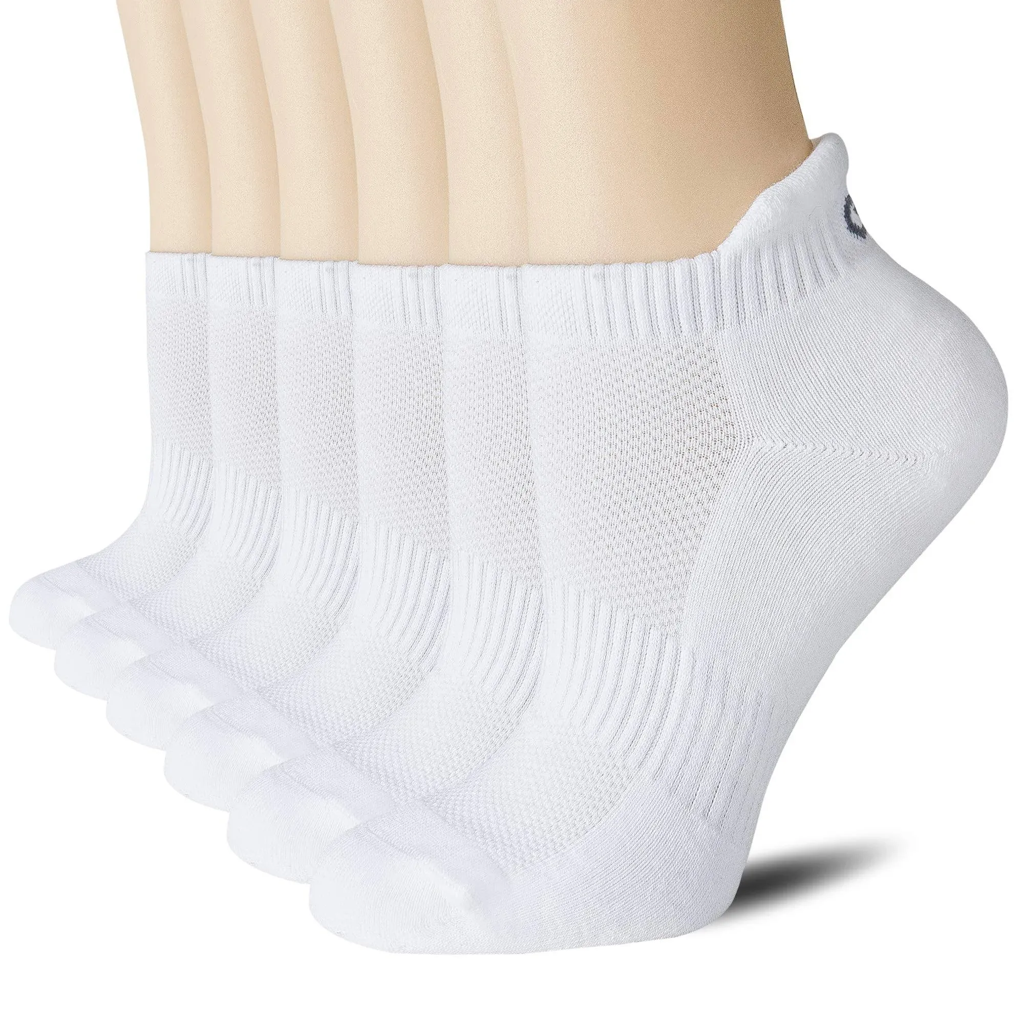  6 Pairs Ankle Athletic Running Socks Low Cut Sports Tab Large White (6 Pairs)