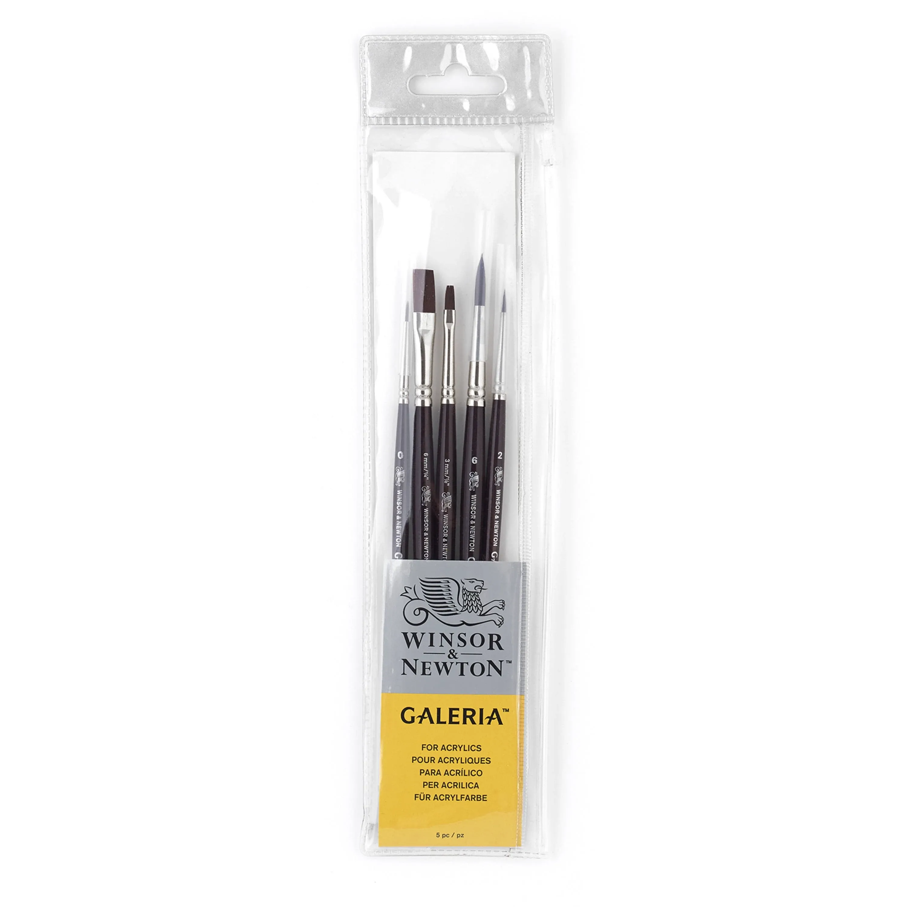 Winsor &amp; Newton Galeria Short Handle Brush Round 0, 2, &amp; 6, 1 Stroke 1/8&#034; &amp; 1/4&#034;