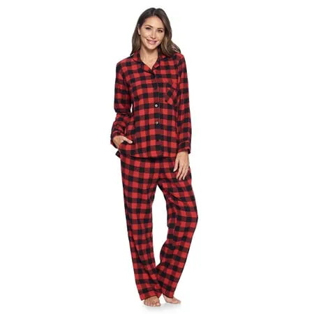 Ashford & Brooks Mens Flannel Long-Sleeve Top and Flannel Bottom Pajama Set