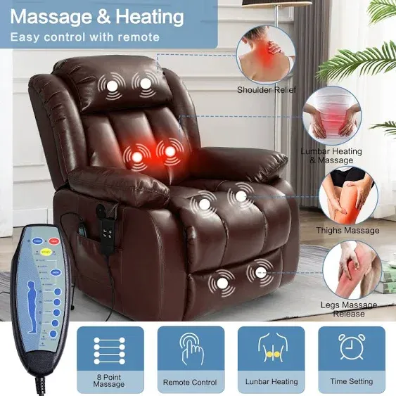 Luxury Large Power Lift Recliner Chair with Massage and Heating,Infini