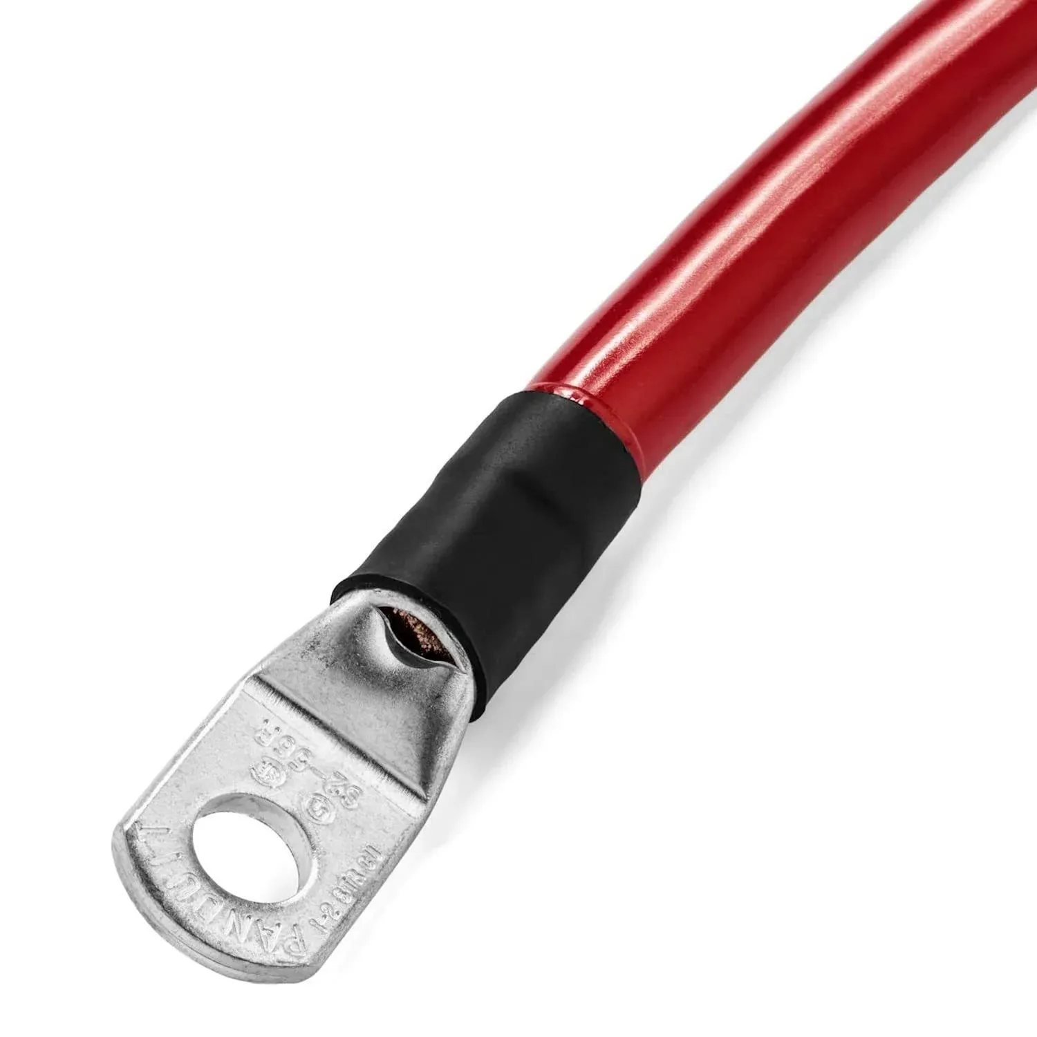 Single Red 1 ft 4 AWG Battery Cable with 5/16" Ring Terminals