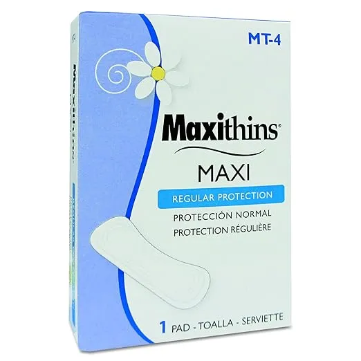 HOSPECO MT4 Maxithins Vended Sanitary Napkins #4 (Case of 250 Individually Boxed Napkins) - GID-HOSMT-4, White, 15" x 11" x 8"