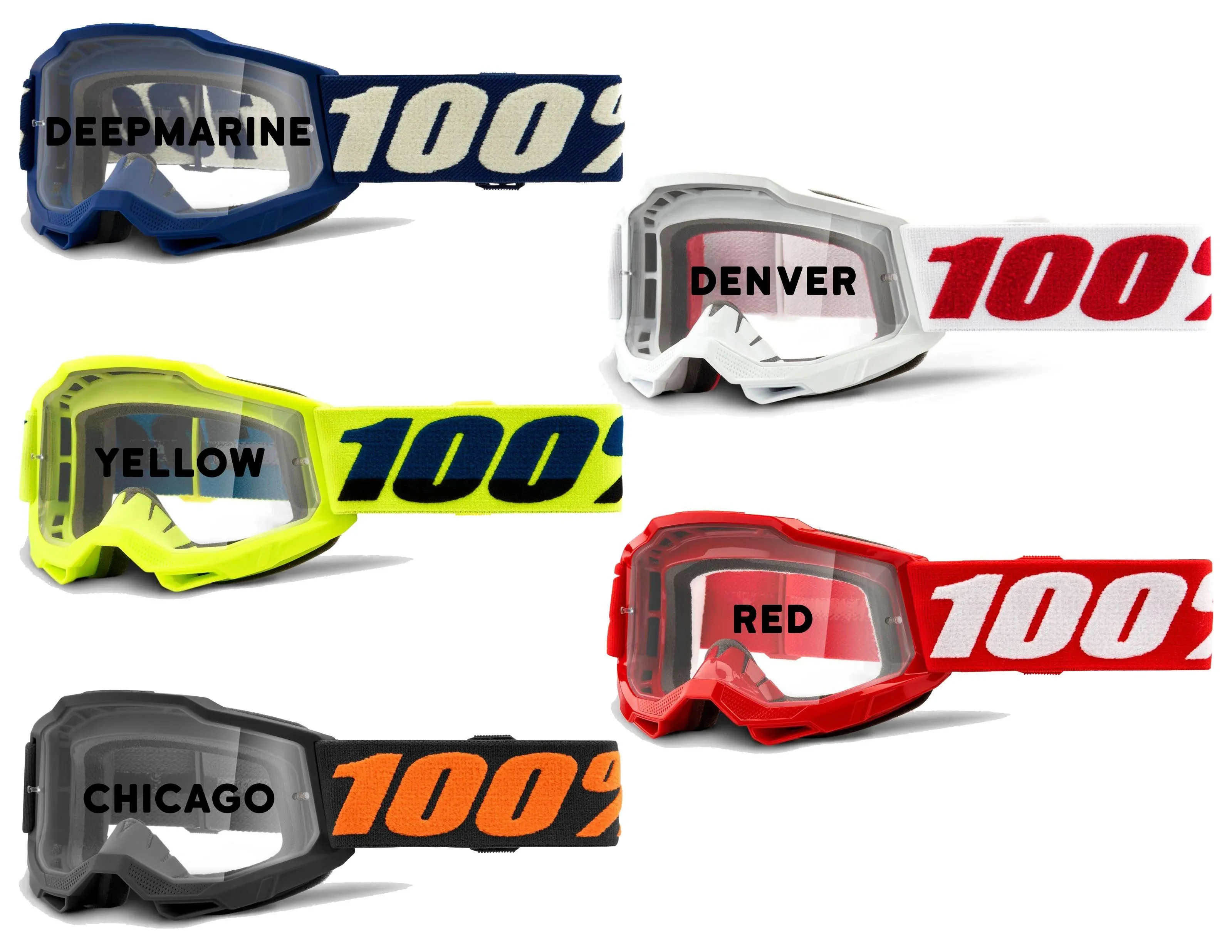 100% Accuri 2 Youth Goggles-Red-Clear Lens