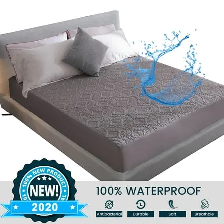 Cozynight King Waterproof Mattress Protector Soft Breathable Mattress Protector Noiseless Washable Fitted 10"-18" Deep Pocket Mattress Cover