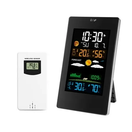 Meterk Wireless Weather Station Indoor Outdoor Weather Forecaster with Sensor Digital Thermometer Hygrometer Monitor with Alarm Clock Moon Phase Adjustablt Backlight Sooze Mode