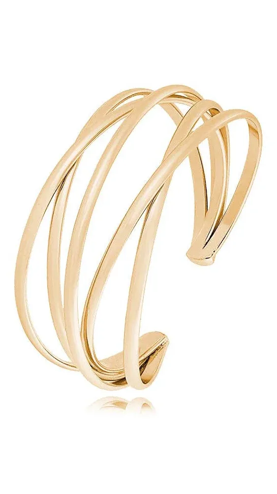 FUTIMELY Women's Multi-layer Cross Wire Bangle Bracelet