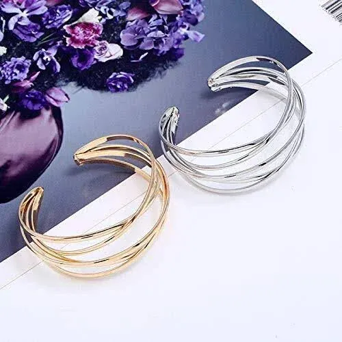 FUTIMELY Women's Multi-layer Cross Wire Bangle Bracelet