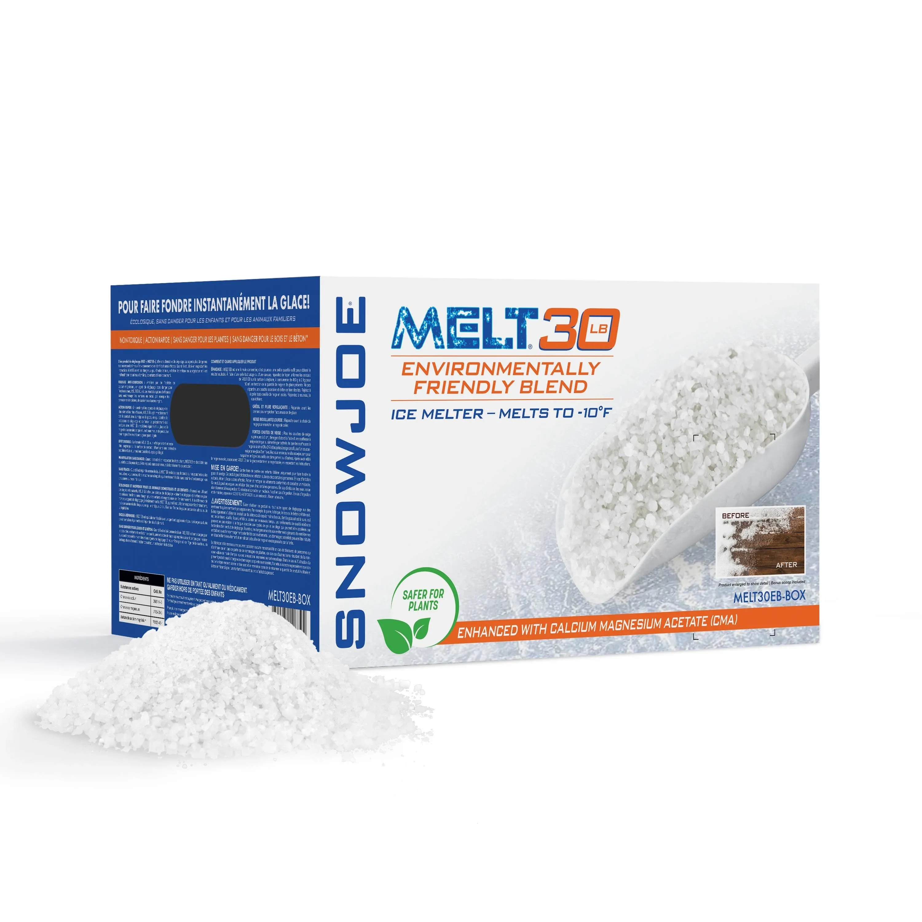 Snow Joe MELT30EB-BOX Premium Environmentally-friendly Blend Ice Melt with CMA and Scoop - 30 lb.