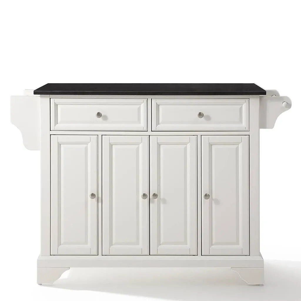 Crosley Lafayette Solid Black Granite Top Kitchen Island White