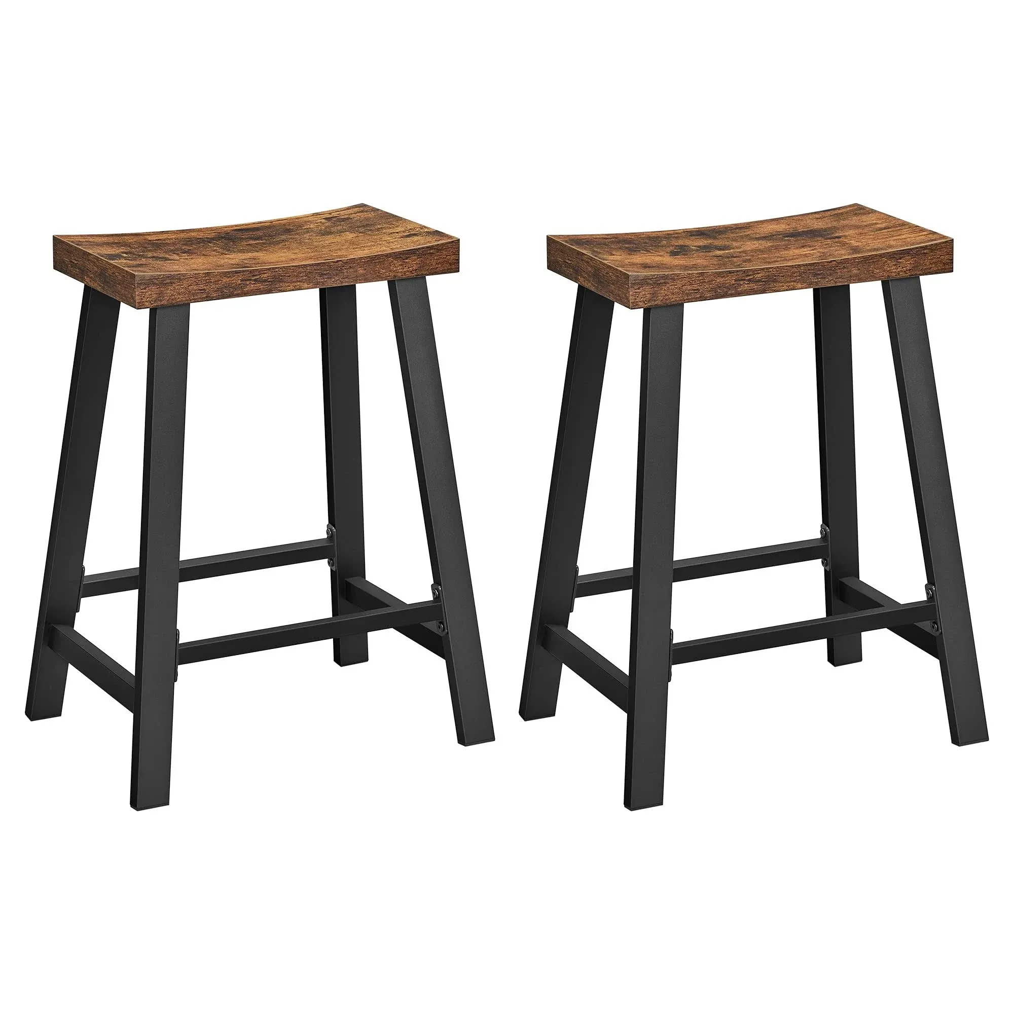 Bar Stools, Set of 2 Bar Chairs, Kitchen Breakfast Bar Stools with Footrest