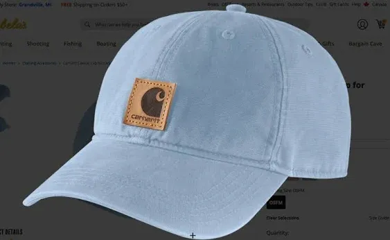 Carhartt Ladies Women&#039;s Canvas Ball Cap - Script Graphic or Faux Leather Patch