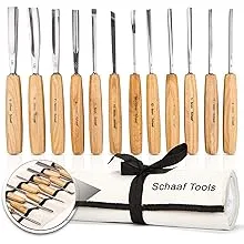 Schaaf Wood Carving Tools Set of 12 Chisels with Canvas Case | Wood Chisels for Woodworking | Wood Working Tools and Accessories | Wood Carving Chisels | Razor Sharp CR-V 60 Steel Blades | Wood Chise