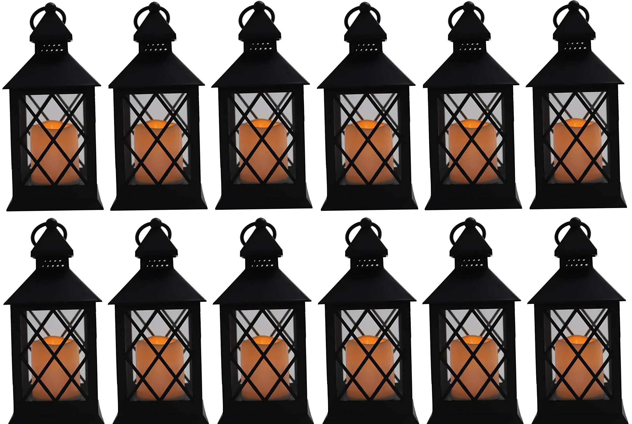 10" Vintage Rustic Decorative Electric Candle Lantern Lamp with LED Candle Light