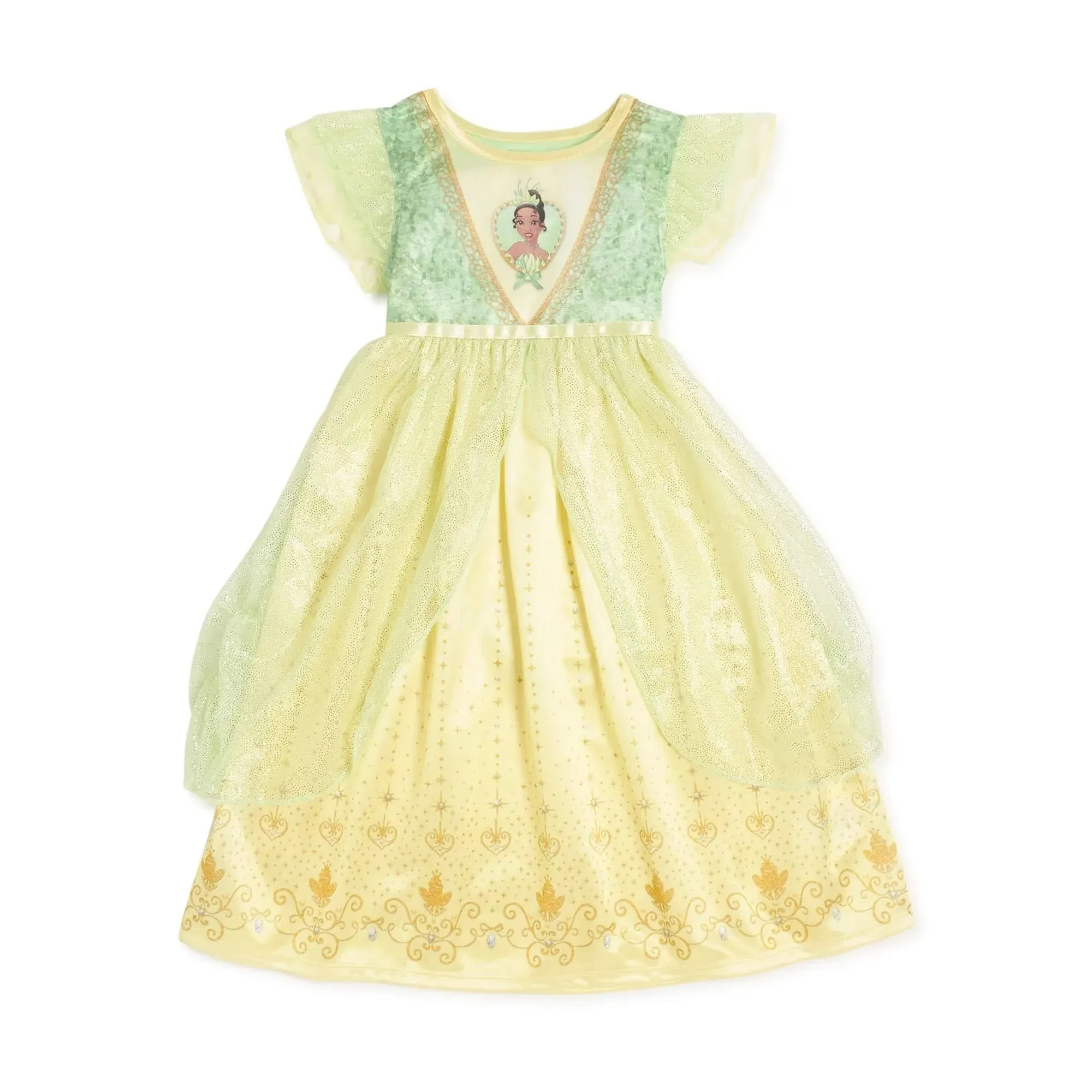 Disney Girls' Fantasy Gown Nightgown, Green Tiana, 4T 21DP482TGTWM1