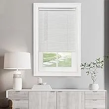 Cordless Light Filtering Mini Blind - 33 Inch Width, 72 Inch Length, 1" Slat Size - Pearl White - Cordless GII Morningstar Horizontal Windows Blinds for Interior by Achim Home Decor