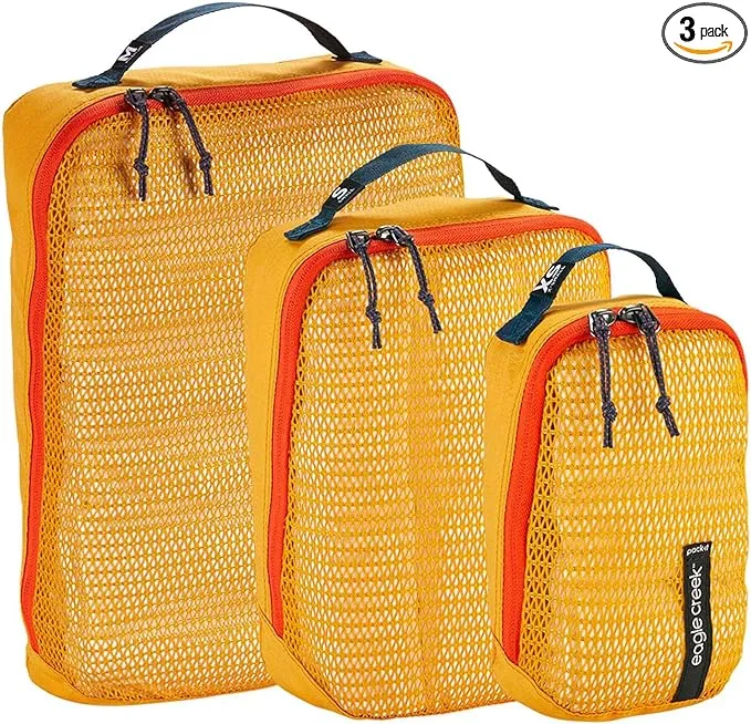 Eagle Creek Pack-It Reveal Packing Cubes Set - Durable, Ultra-Lightweight and Water-Resistant Ripstop Fabric Suitcase Organizers with Mesh Windows, Sahara YellowEagle Creek Pack-It Reveal Packing Cubes Set - Durable…