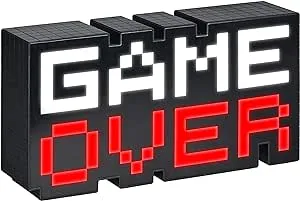 Game Over 8-Bit Pixel Light, Color Changing and Sound Reactive Mood Light, Retro Gaming Room Decor and Gift for Gamer