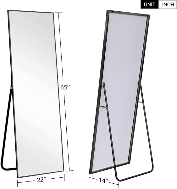 MIRUO Full Length, Floor Mirror Large Wall Mounted, Bedroom, Dressing Mirror Alu