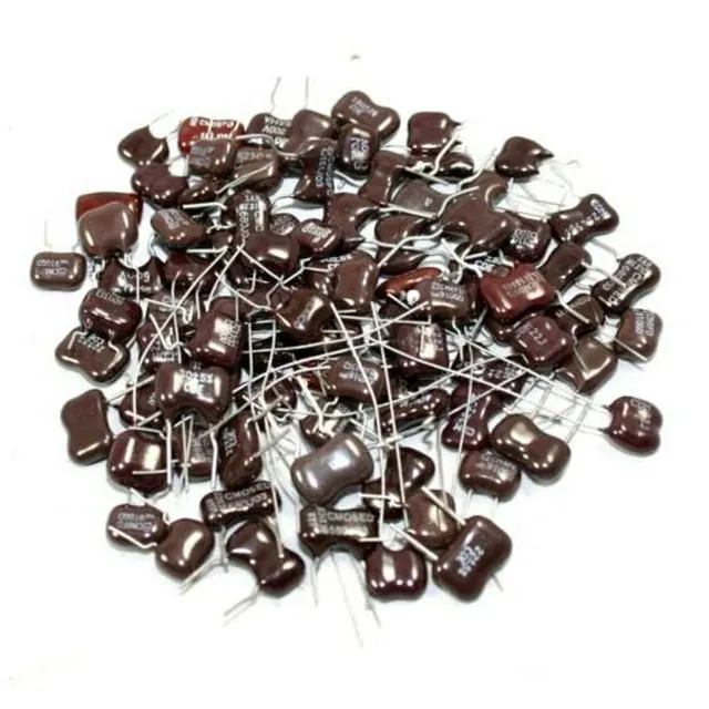 Dipped Silver Mica Capacitor Assortment ~100 pieces, 1.8pF-1200pF, 100v-500v DC