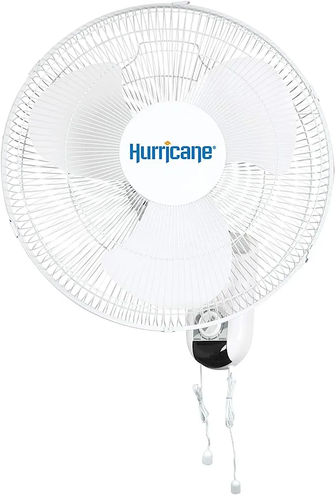 Hurricane Fans - Wall Mounted Oscillating Fan with 3 Speed Settings (Classic, 16")Hurricane Fans - Wall Mounted Oscillating Fan with 3 Speed…