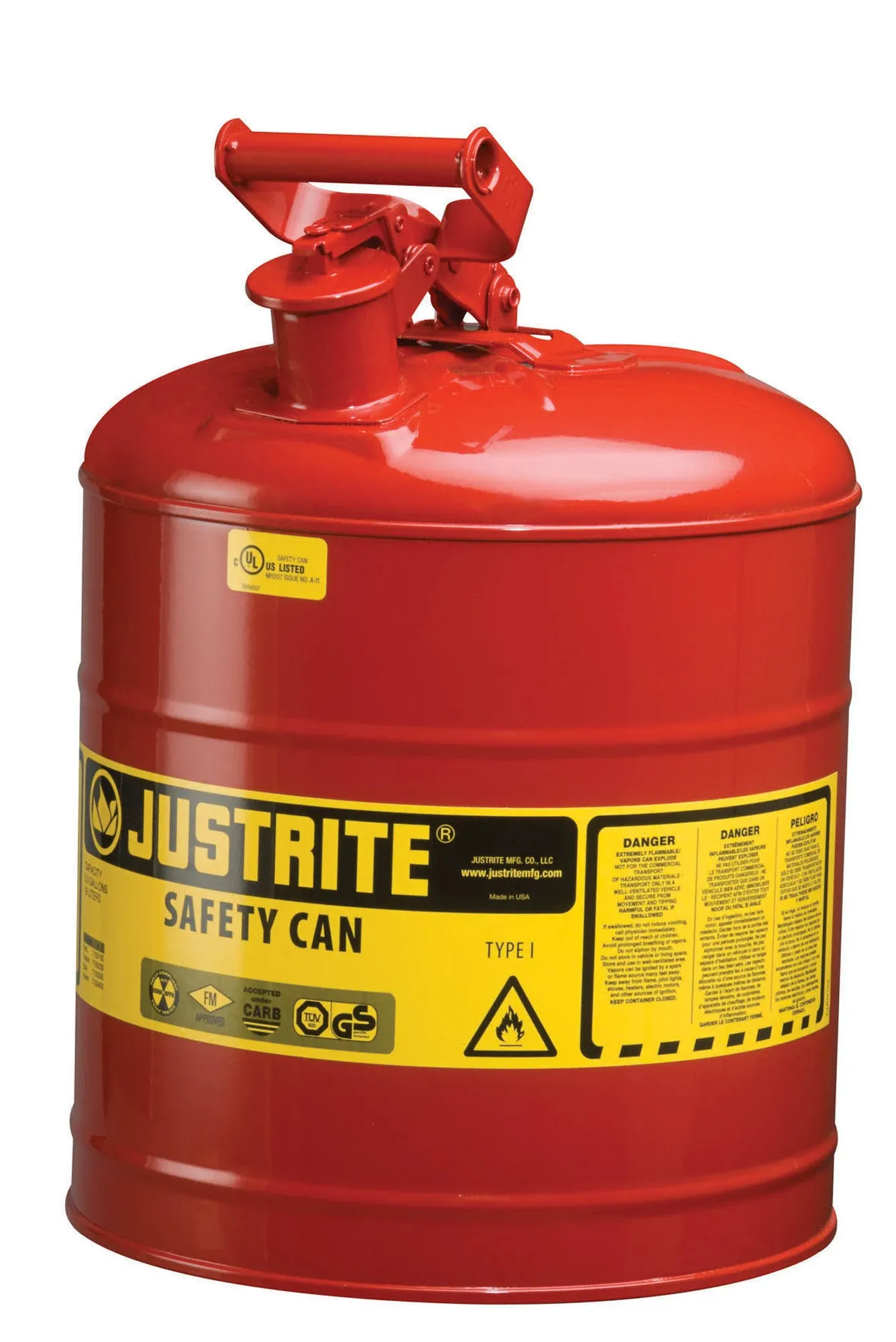 Justrite 5 Gallon Red Type I Safety Can