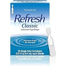 Refresh Classic Lubricant Eye Drops, Preservative-Free, 0.01 Fl Oz Single-Use Containers, 30 Count (Pack of 1)