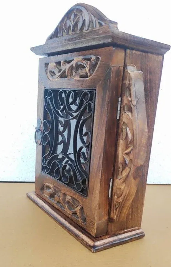 Wooden Key Box Mount Cute and Rustic Decorative Key Cabinet Premium Cabinet Key