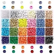 Efivs Arts Craft Beads,24 Color 9MM Pony Beads Kandi Beads Big Space Beads Giant Crayon Bead Box for DIY Jewelry Making - 3000PCS