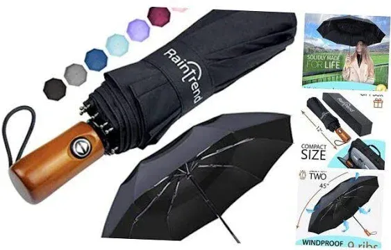 NEW Premium Large Windproof Double Canopy Umbrella for Rain - Travel Black