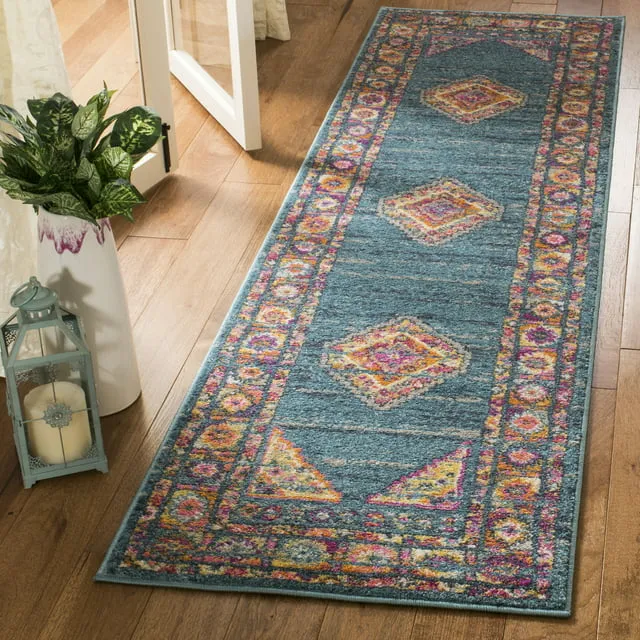 SAFAVIEH Madison Collection Runner Rug - 2'3" x 8', Orange & Fuchsia, Boho Chic Medallion Design, Non-Shedding & Easy Care, Ideal for High Traffic Areas in Living Room, Bedroom (MAD133D)