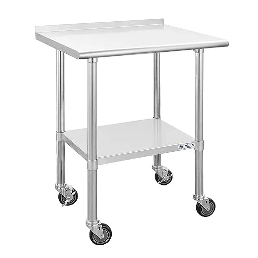 Hally SINKS & TABLES Hally Stainless Steel Table for Prep & Work 24 x with Caster Wheels