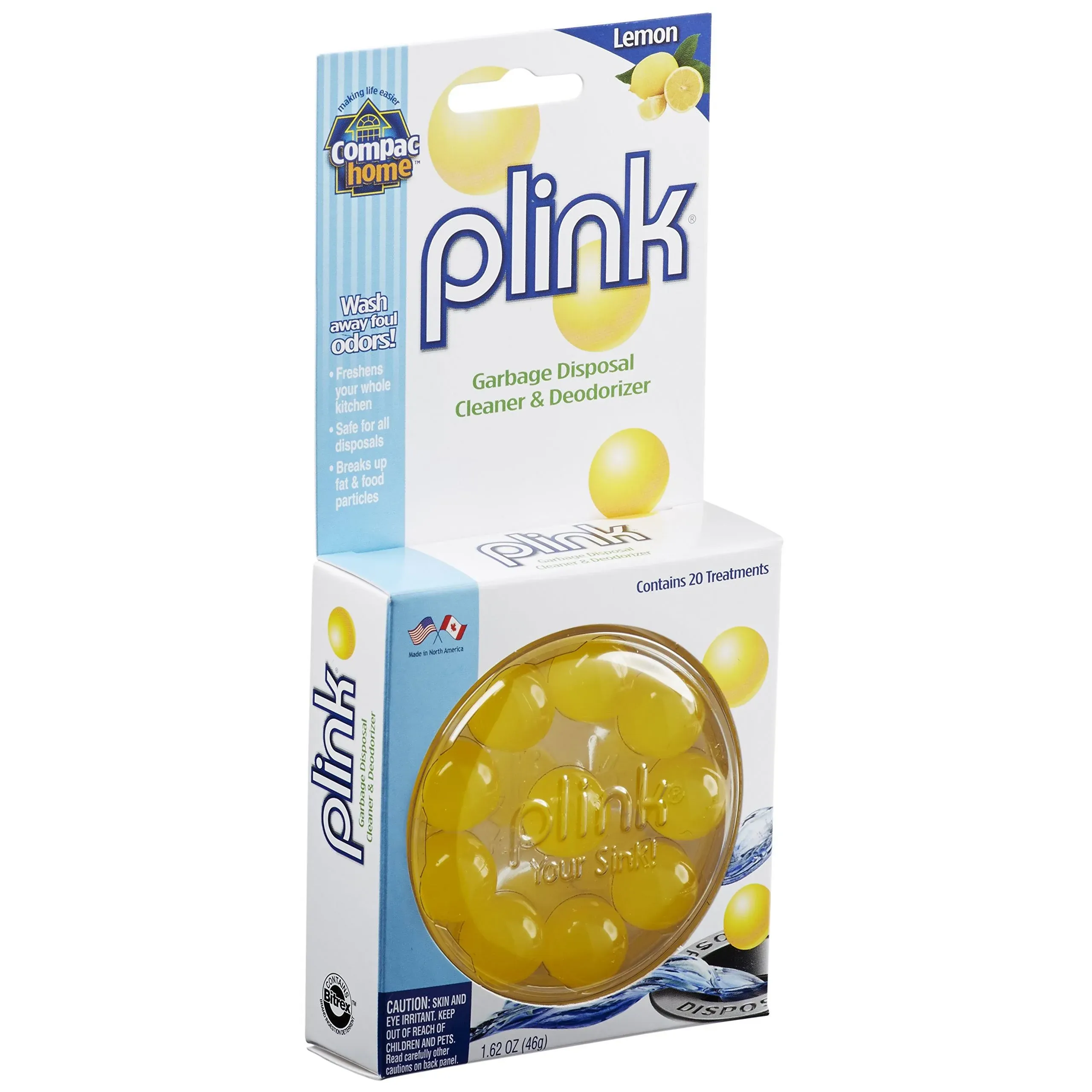 Plink Garbage Disposal Cleaner & Deodorizer, Lemon - 20 treatments, 1.62 oz