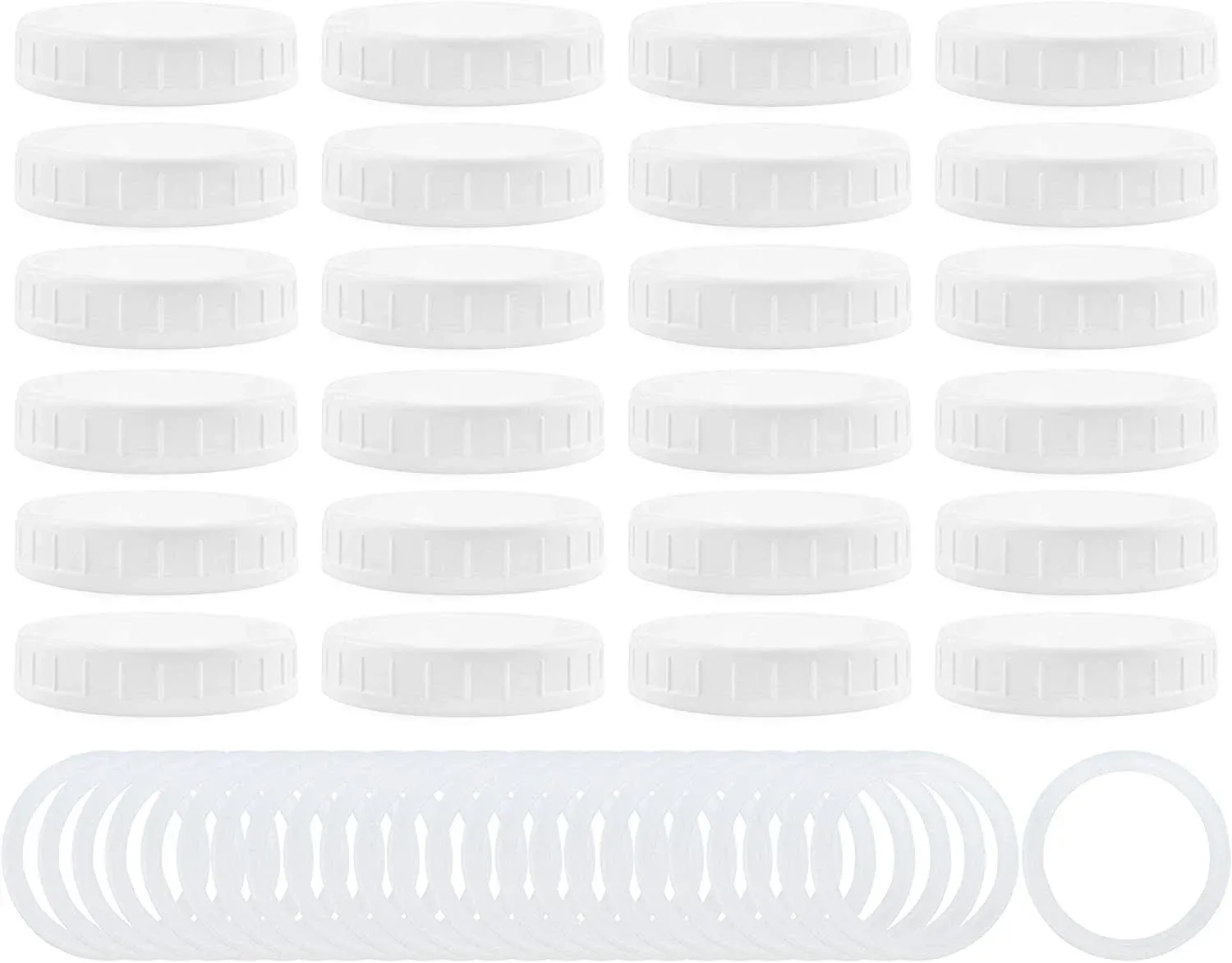 Cornucopia Brands Cornucopia Wide Mouth Plastic Mason Jar Lids with Silicone Seal Rings (24-Pack Deluxe Set)