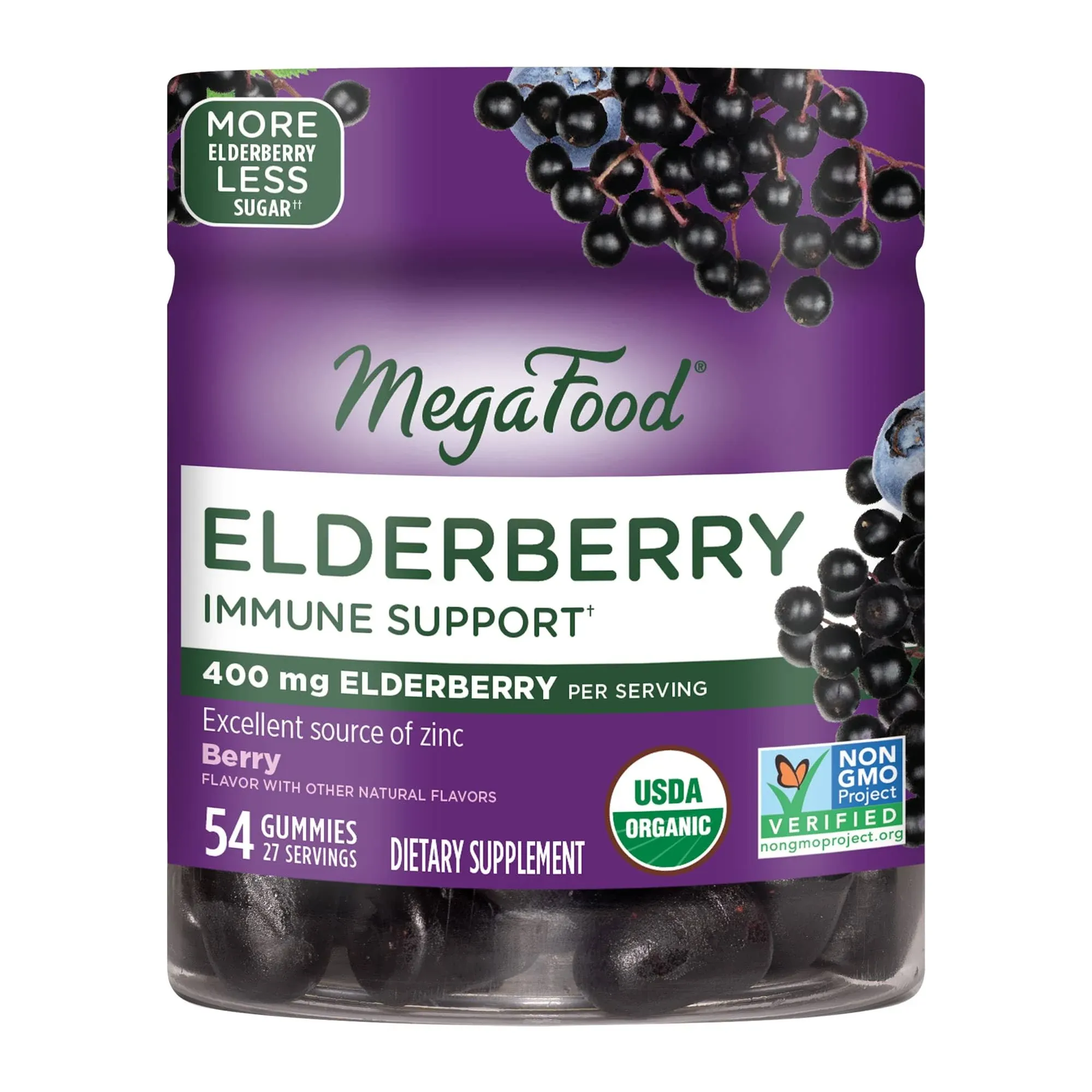 MegaFood Elderberry Immune Support - Berry Vitamin | 54 Gummies