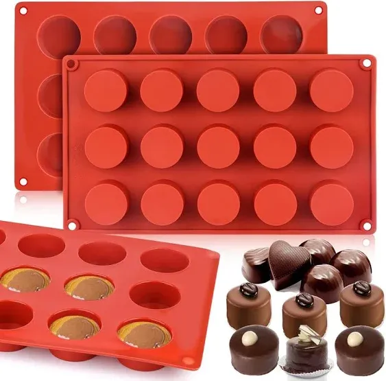 Palksky Small Round Cylinder Silicone Mold for Chocolate Candy, Fat Bombs Keto Snacks,Hard Candy, Pralines Gummy, Ganache, Ice Cubes,Jelly Mold (3 Pcs)