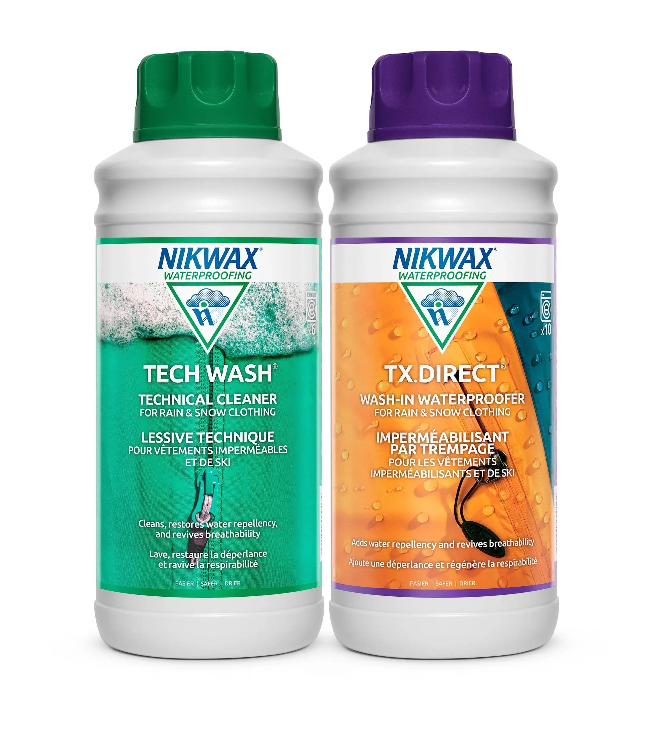 NIKWAX TWIN 2 PACK Tech wash & Tx direct 300 ml Wax and impregnation agent bundle