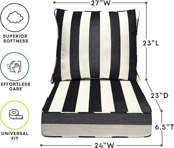 Honeycomb Outdoor Deep Seating Cushion Set - Cabana Stripe Black & Ivory